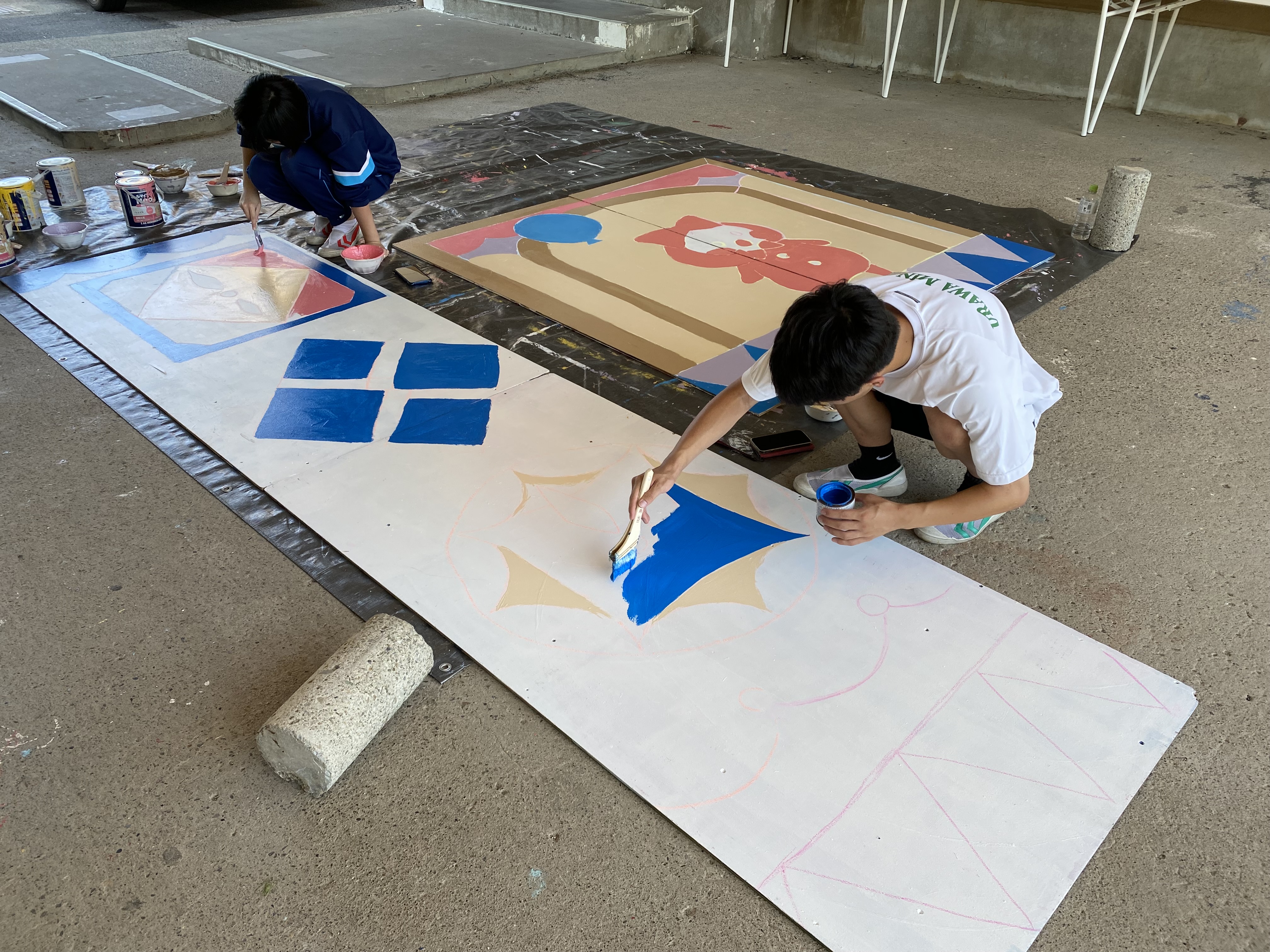文化祭正門アーチ作成作業